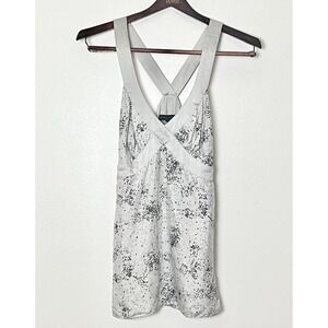 Express Racerback Blouse Women's Small Gray Black Splatter Print Artsy Office‎